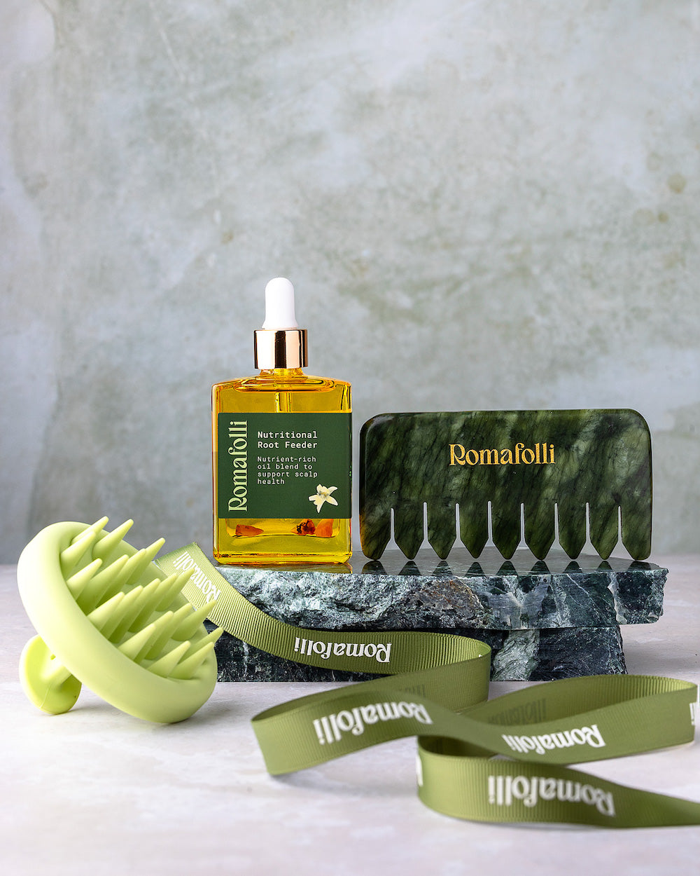 Nutritional Root Feeder + Scalp Massager Brush + Jade Hair Growth Scalp Comb Gift Set