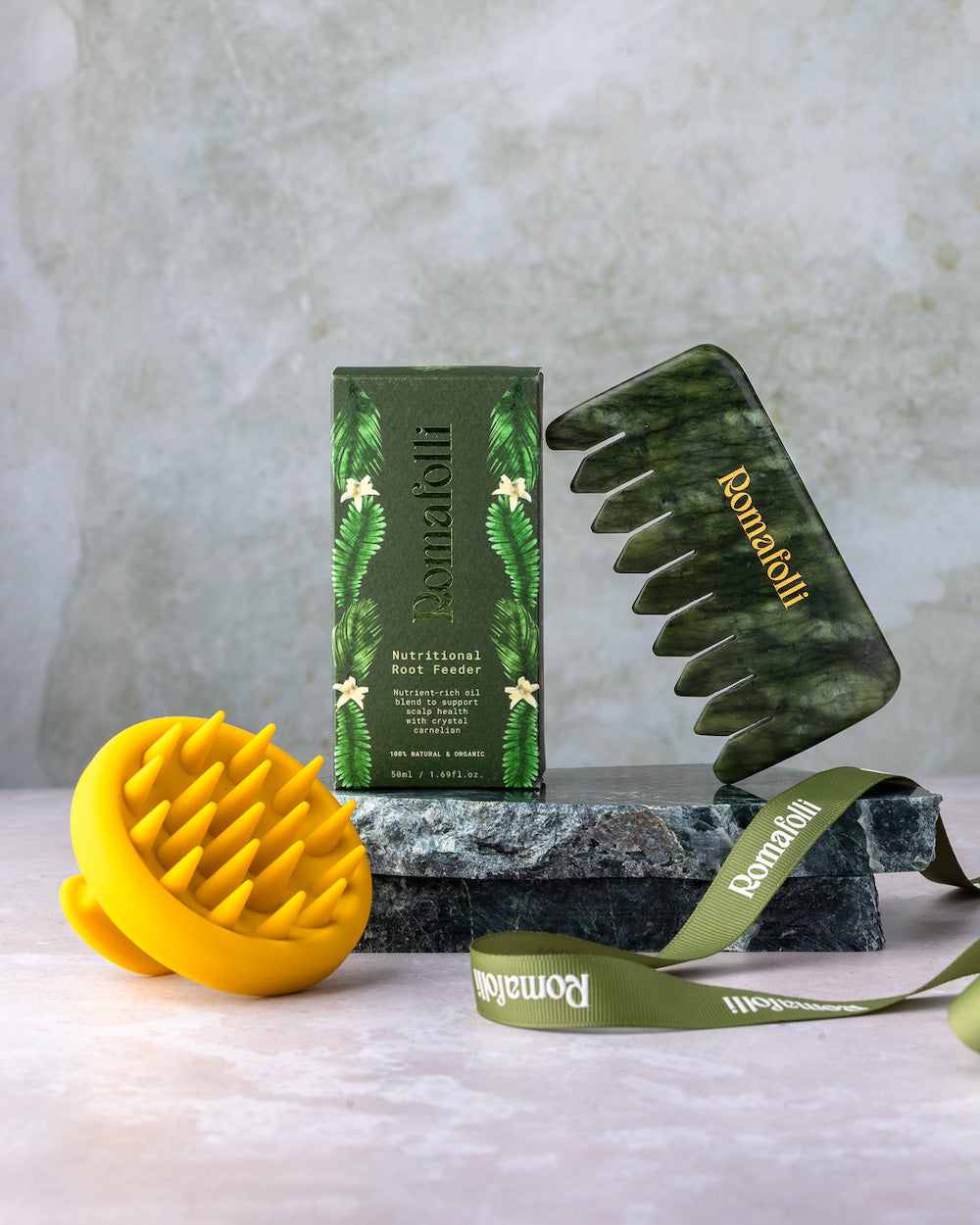 Nutritional Root Feeder + Scalp Massager Brush + Jade Hair Growth Scalp Comb Gift Set